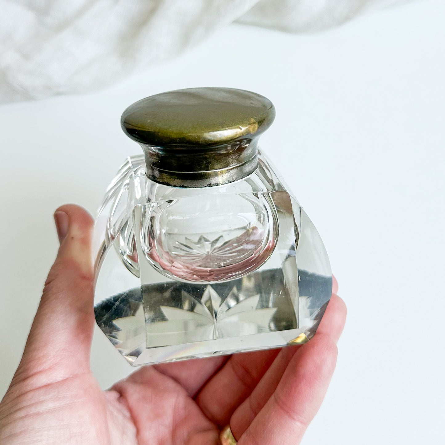 Antique Crystal Inkwell