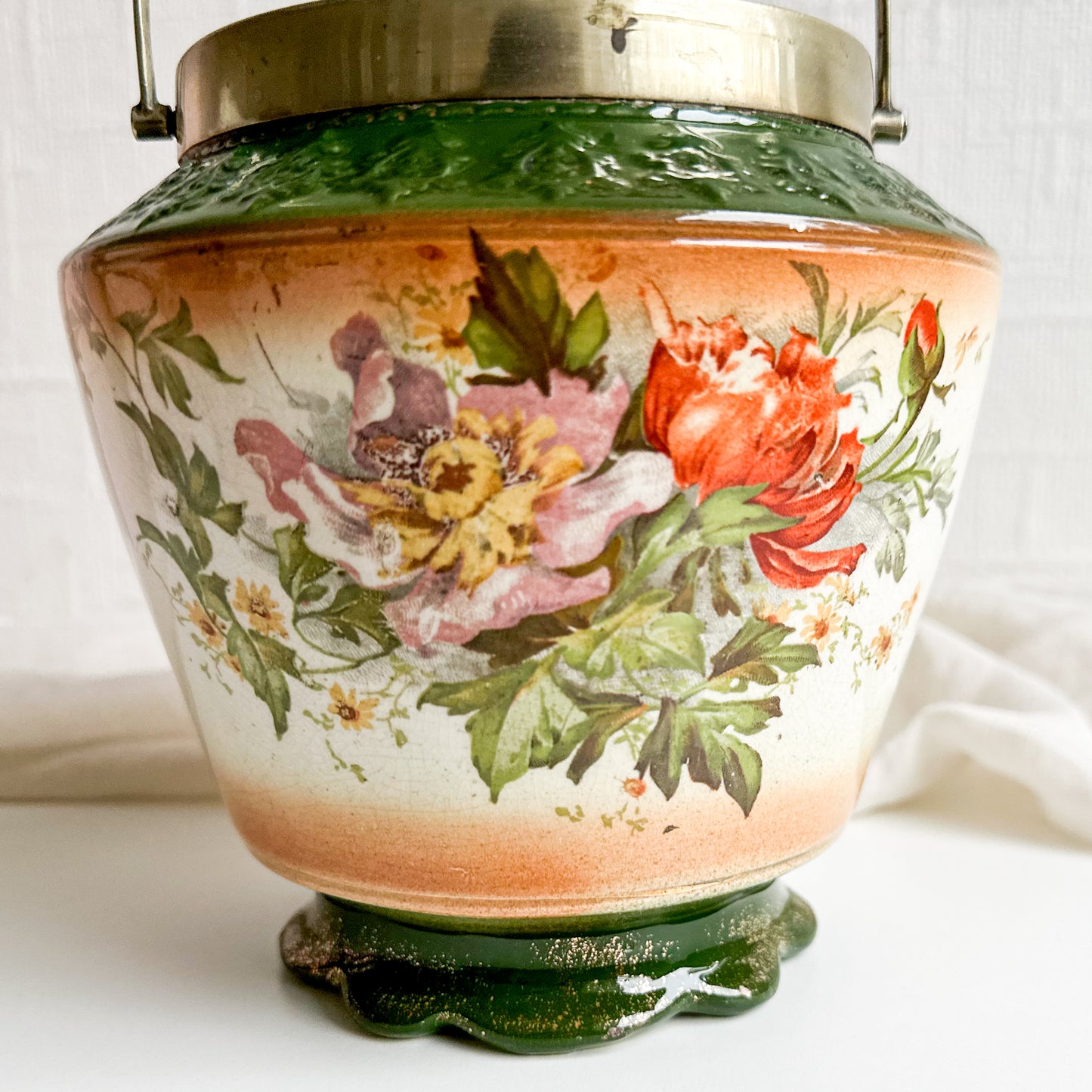 Antique Floral Biscuit Barrel