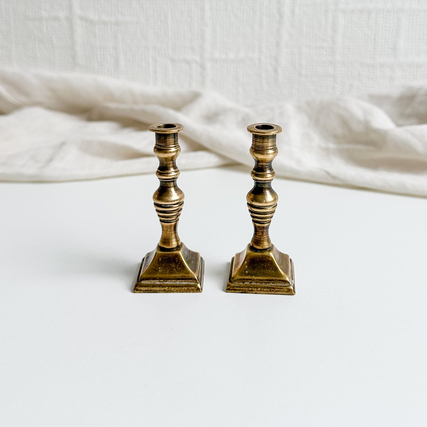 Pair of Small Brass Candlesticks