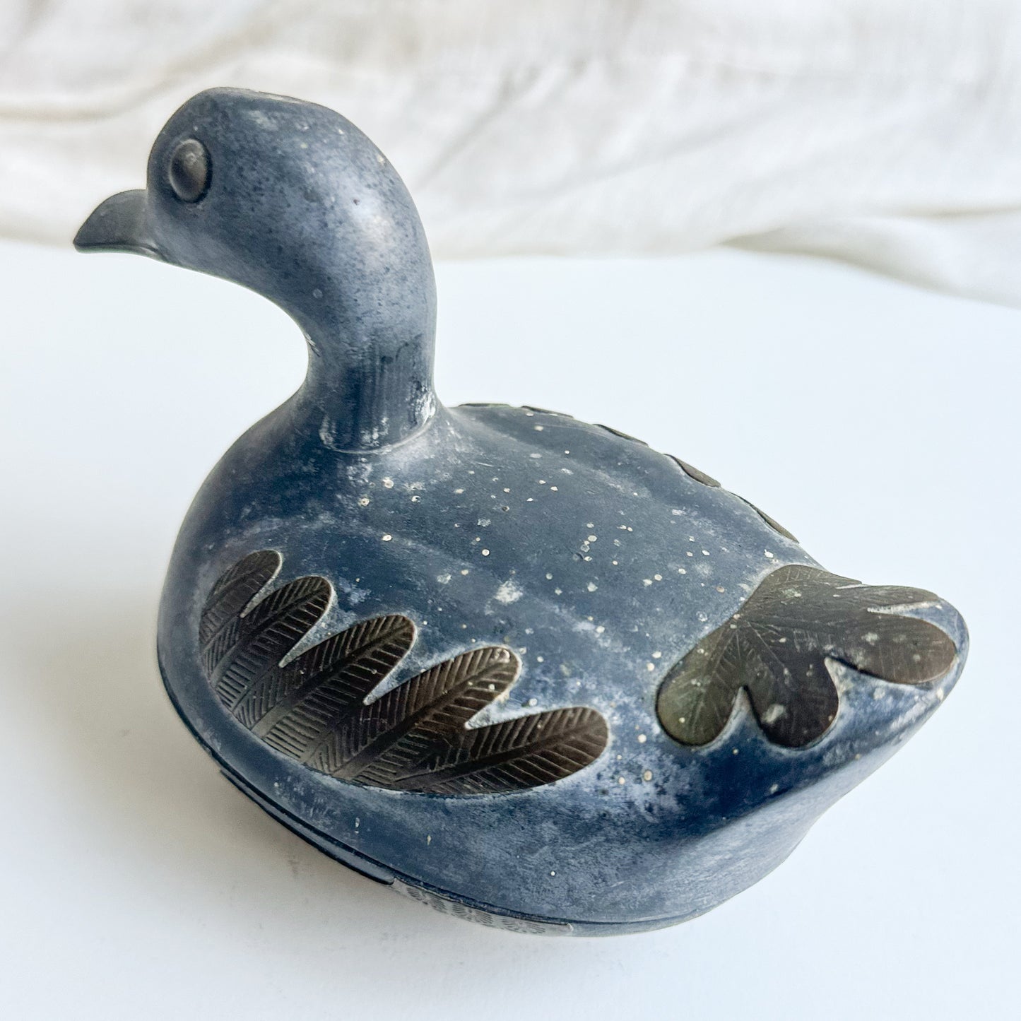 Duck Shaped Pewter Box