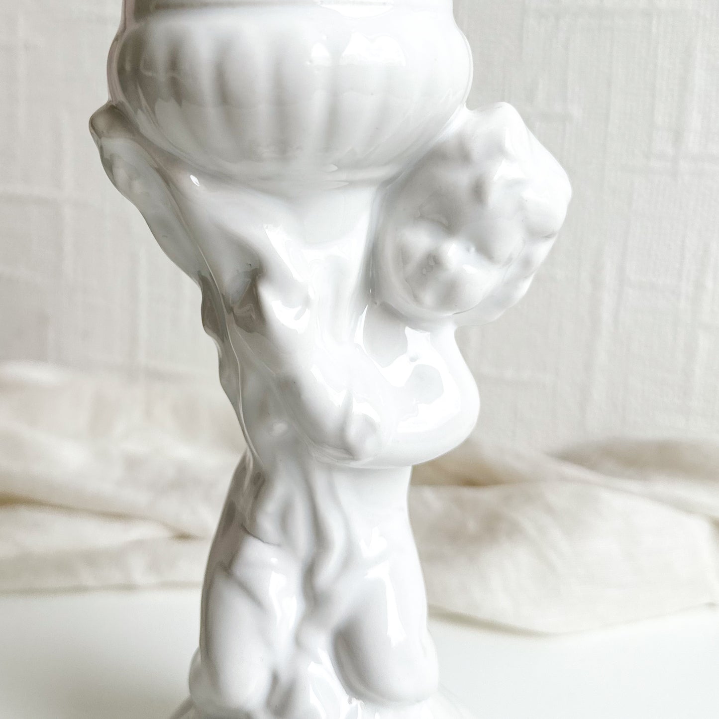 White Cherub Vase