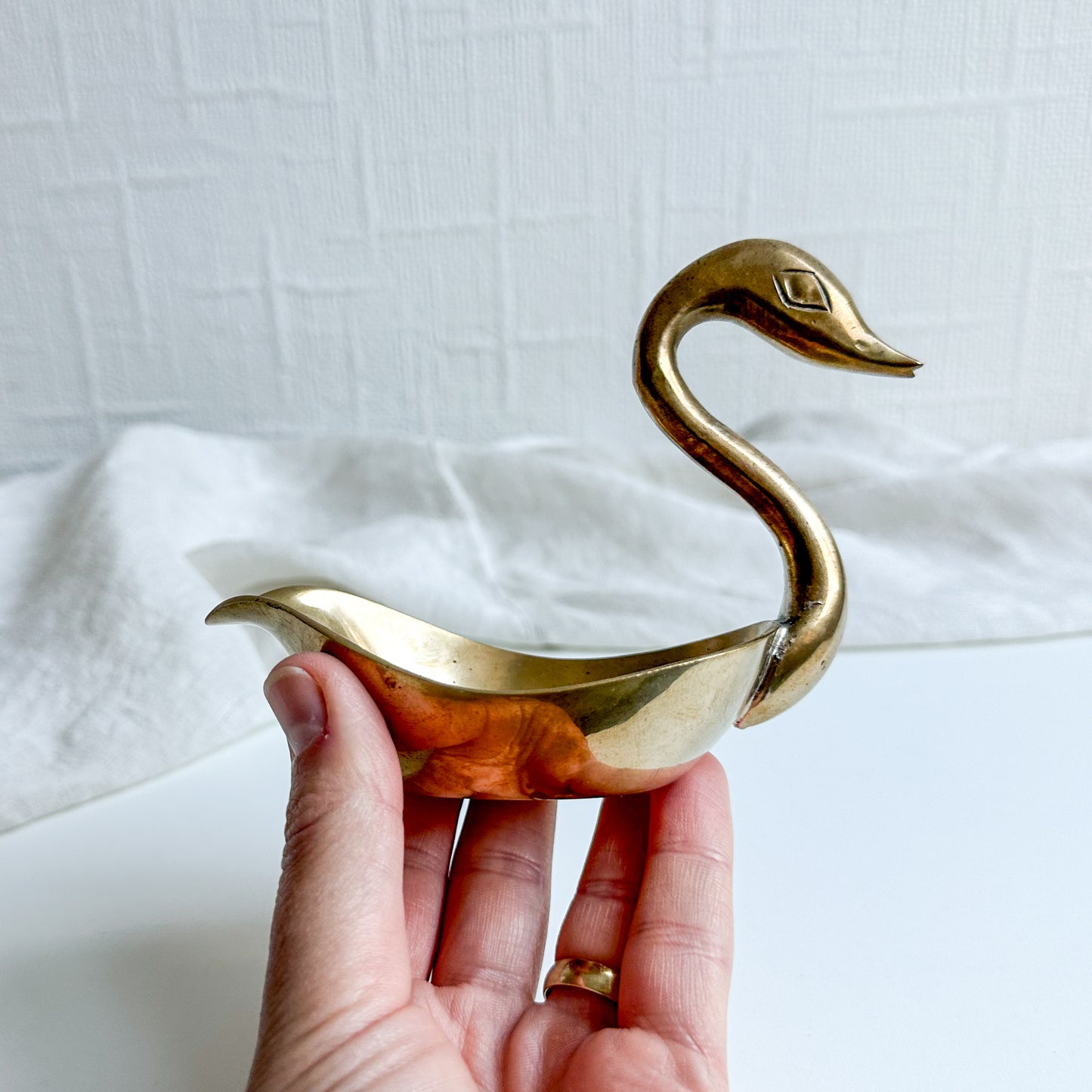 Brass Swan Trinket Dish