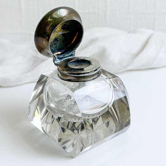 Antique Crystal Inkwell