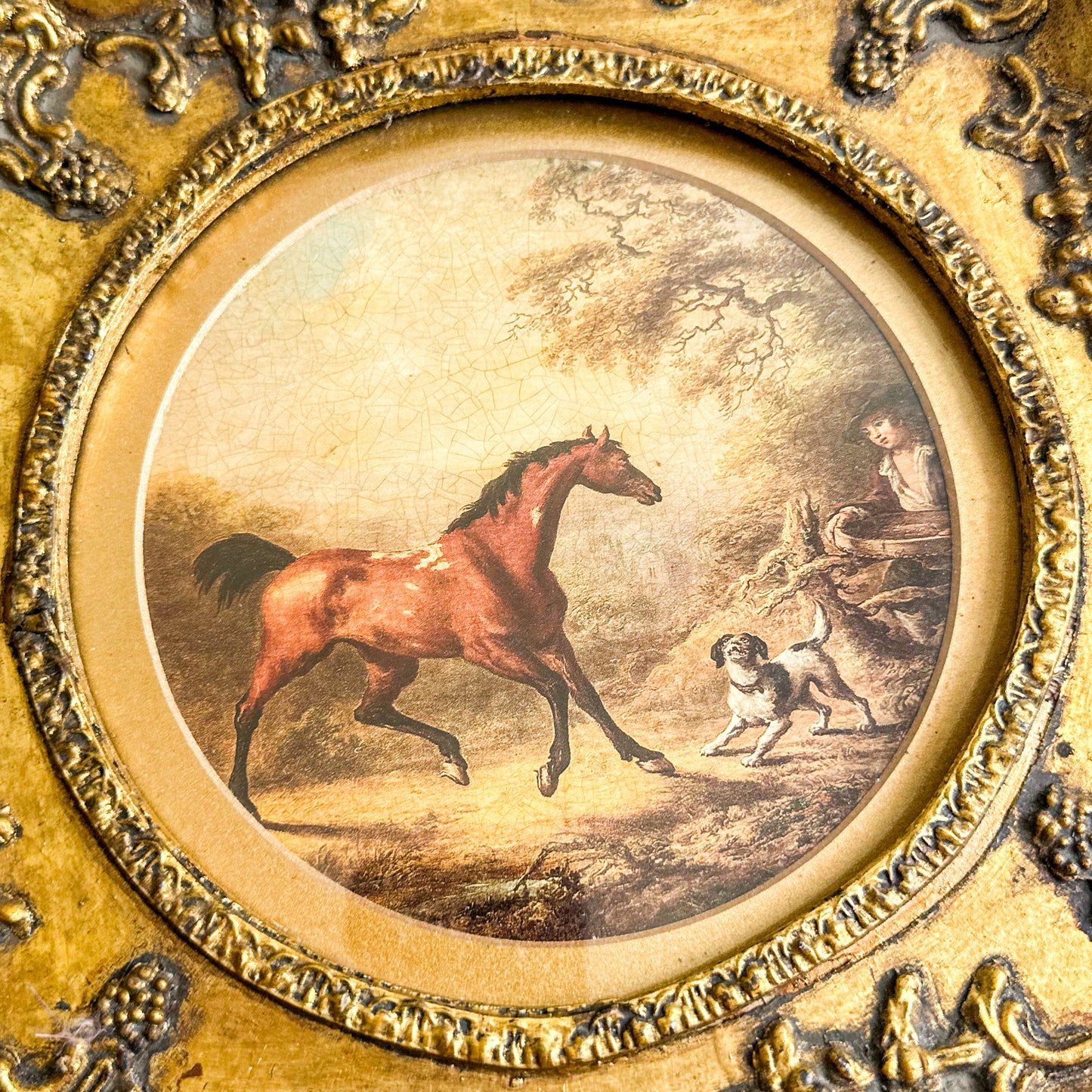 Equestrian Print with Ornate Frame