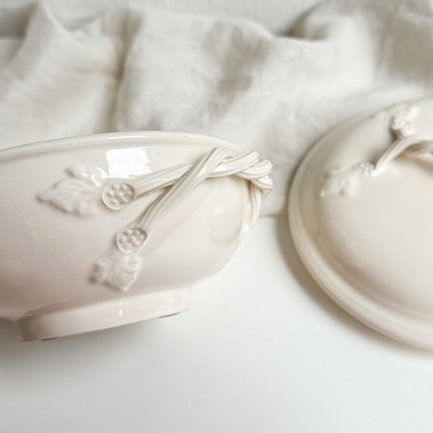 Royal Creamware Lidded Bowl