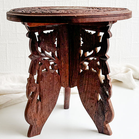 Hand Carved Wooden Plant Stand