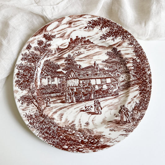 Brown Transferware Dinner Plate