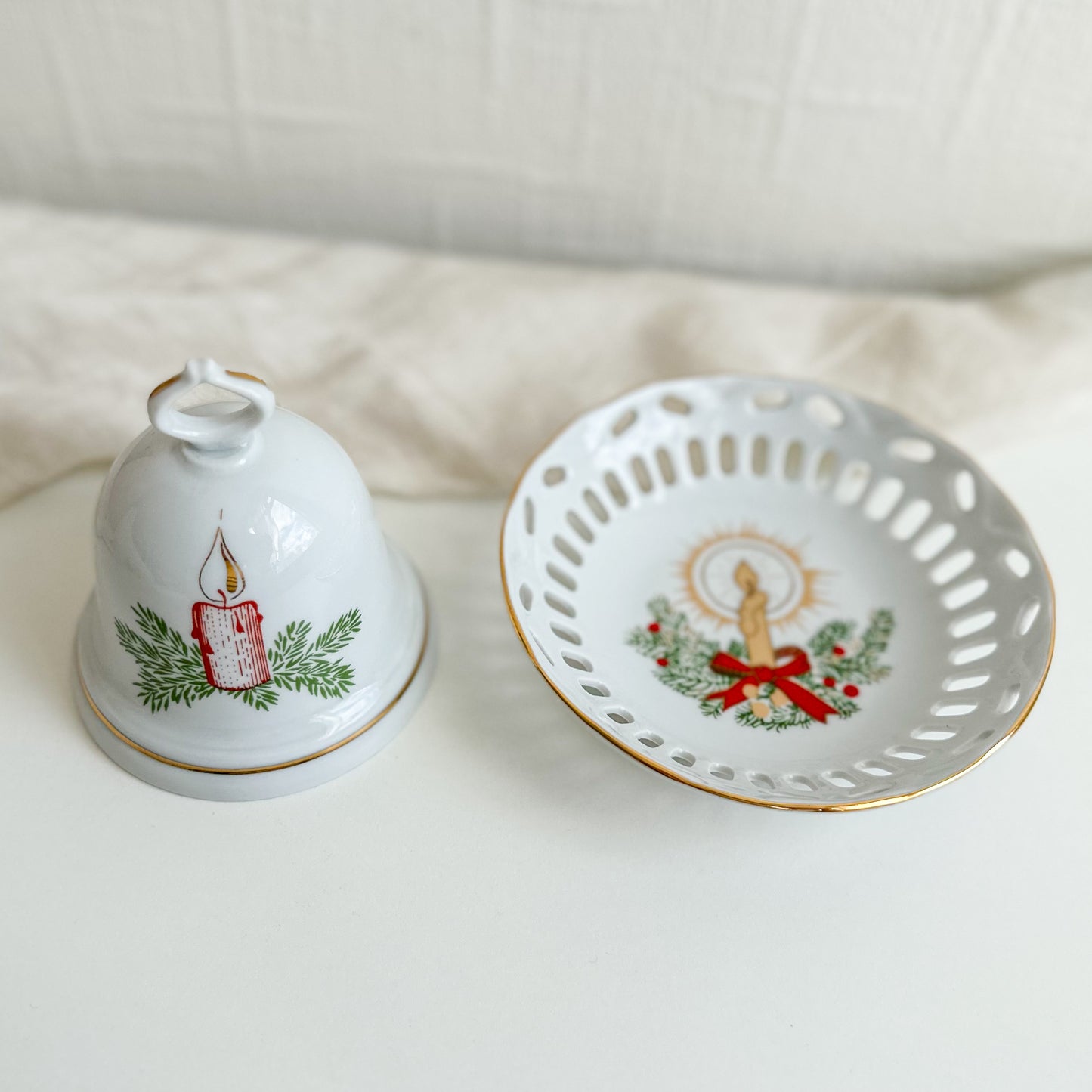 Porcelain Christmas Bell and Bowl