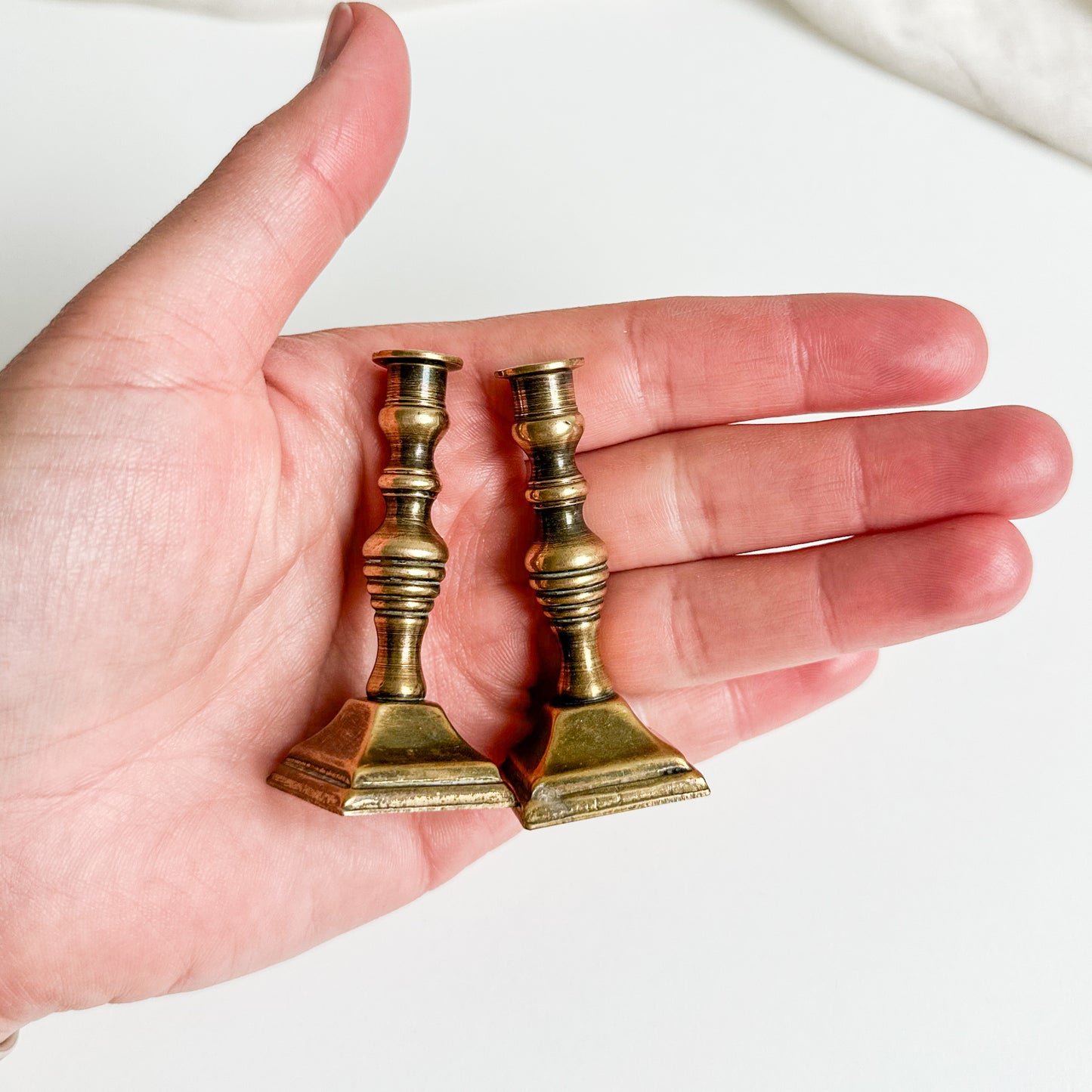 Pair of Small Brass Candlesticks