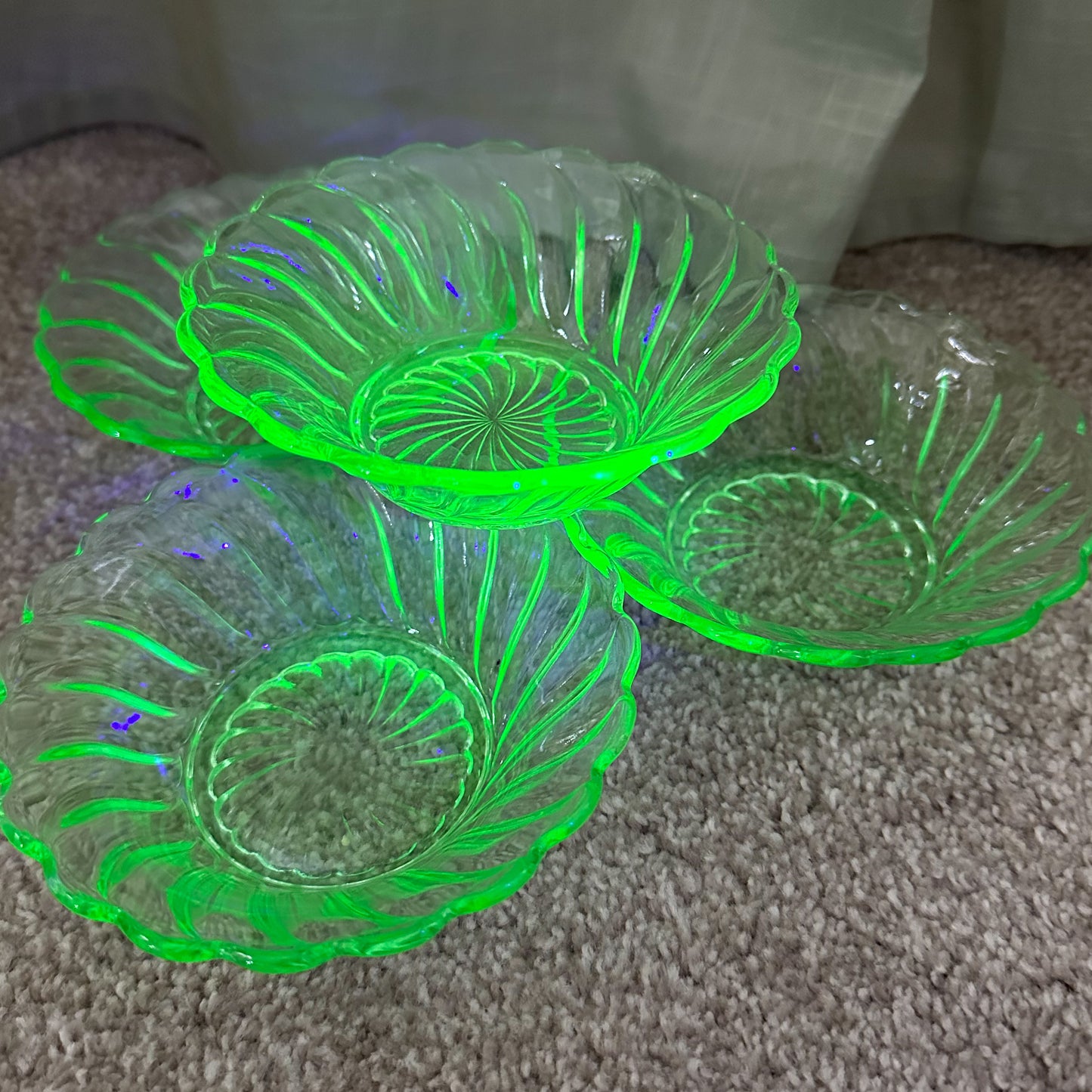 Set of 4 Uranium Glass Bowls