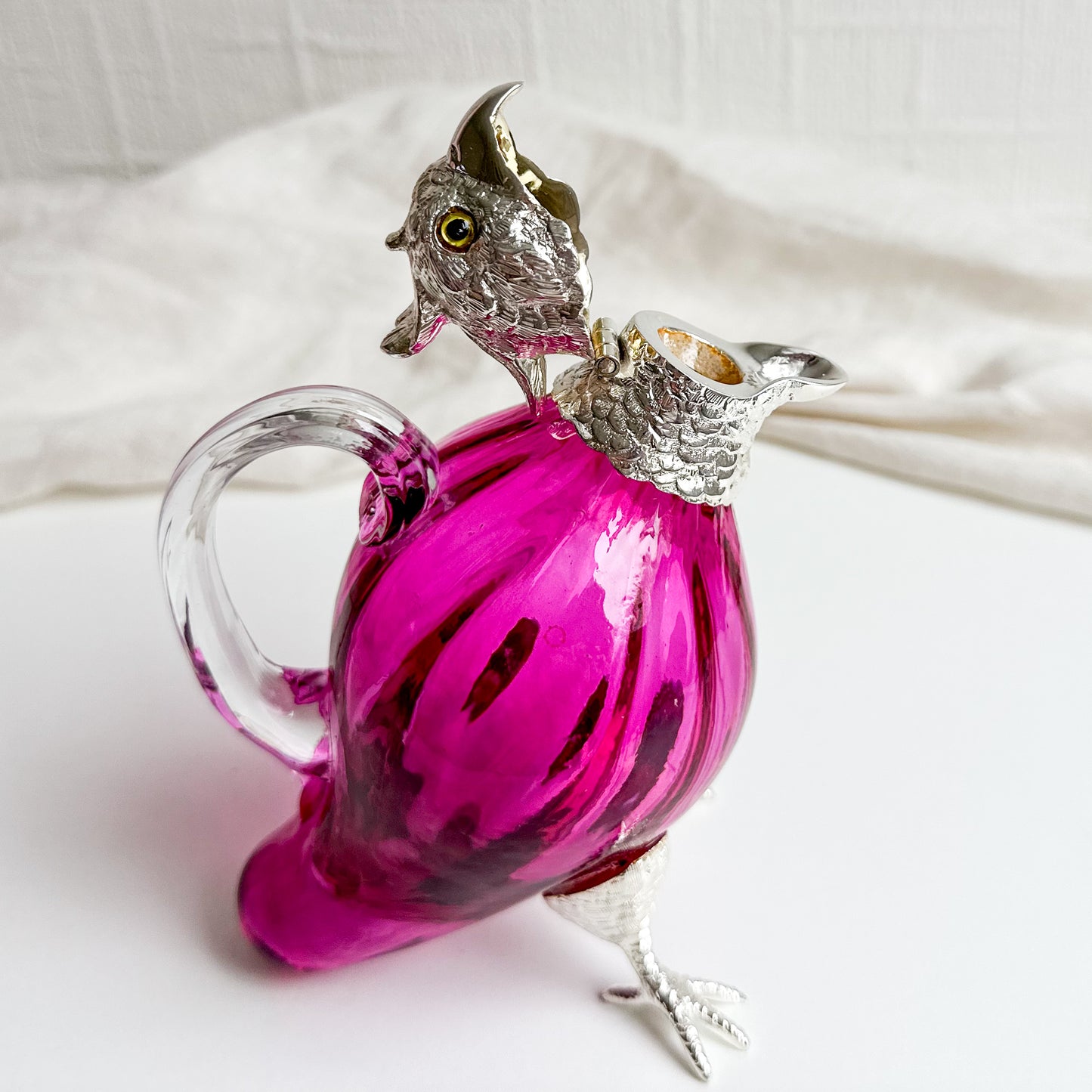 Cranberry Glass Cockatoo Claret Jug