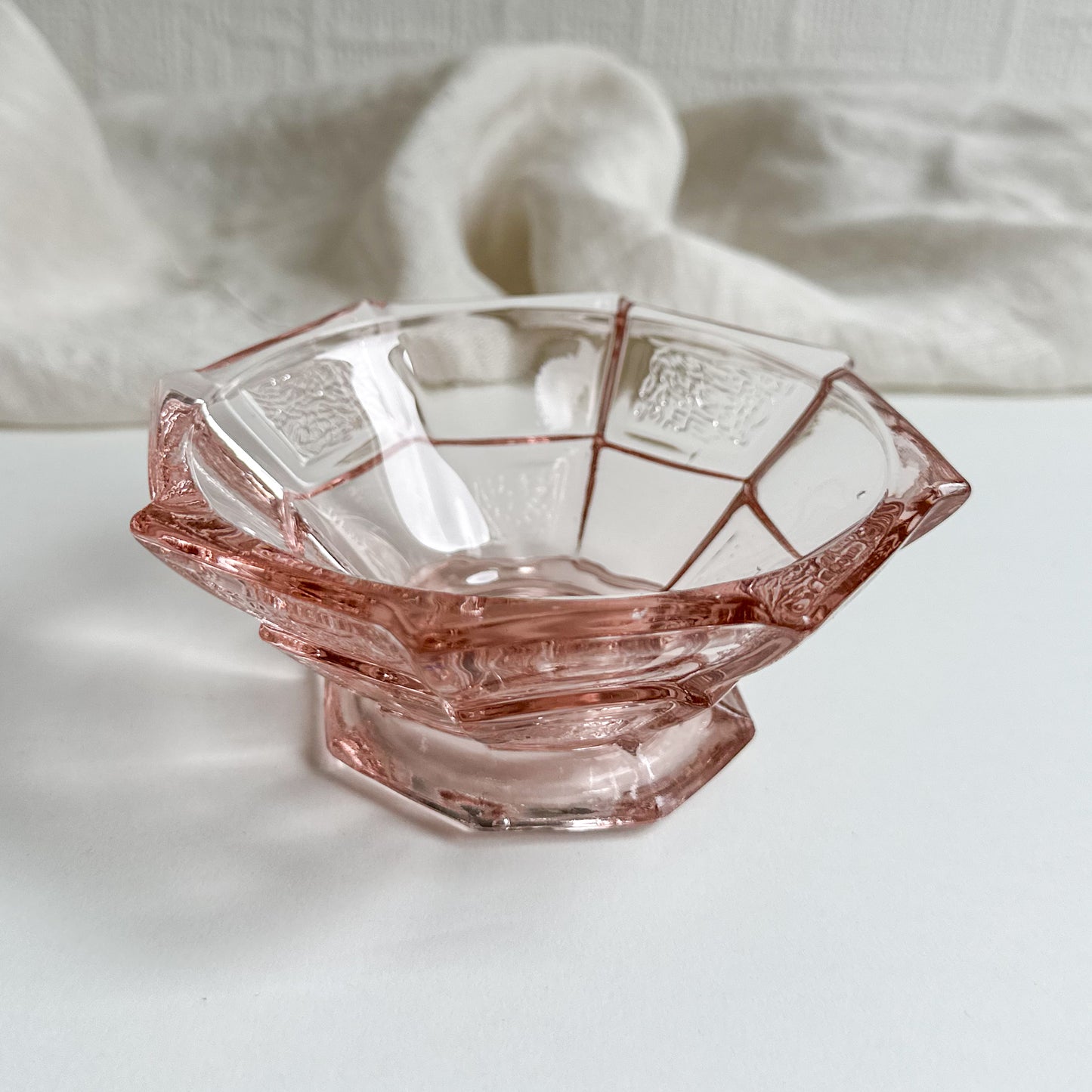 Art Deco Pink Glass Small Bowl