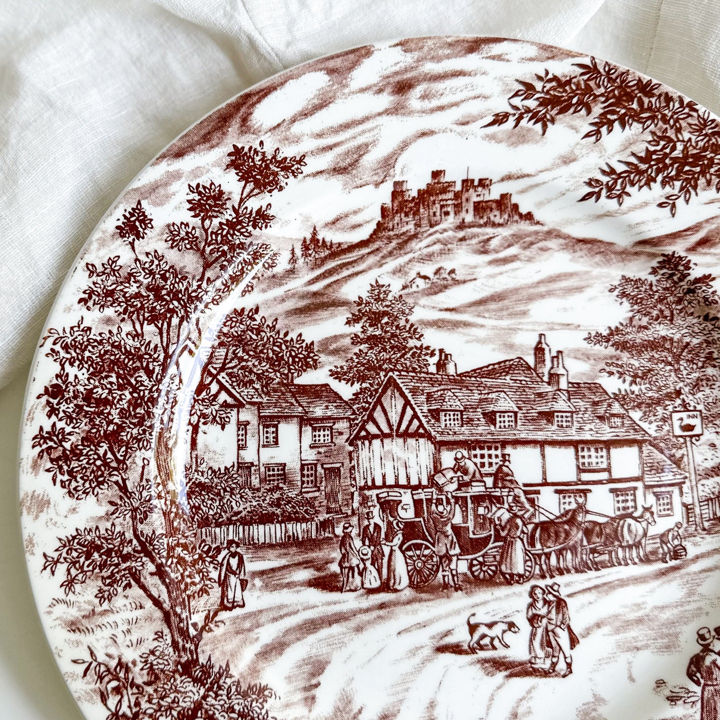 Brown Transferware Dinner Plate