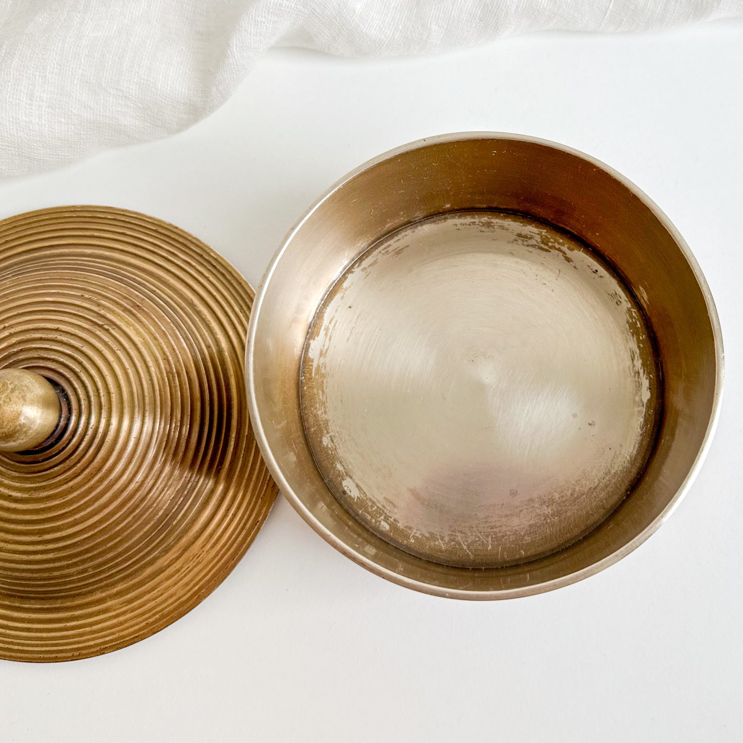 Ribbed Brass Lidded Box