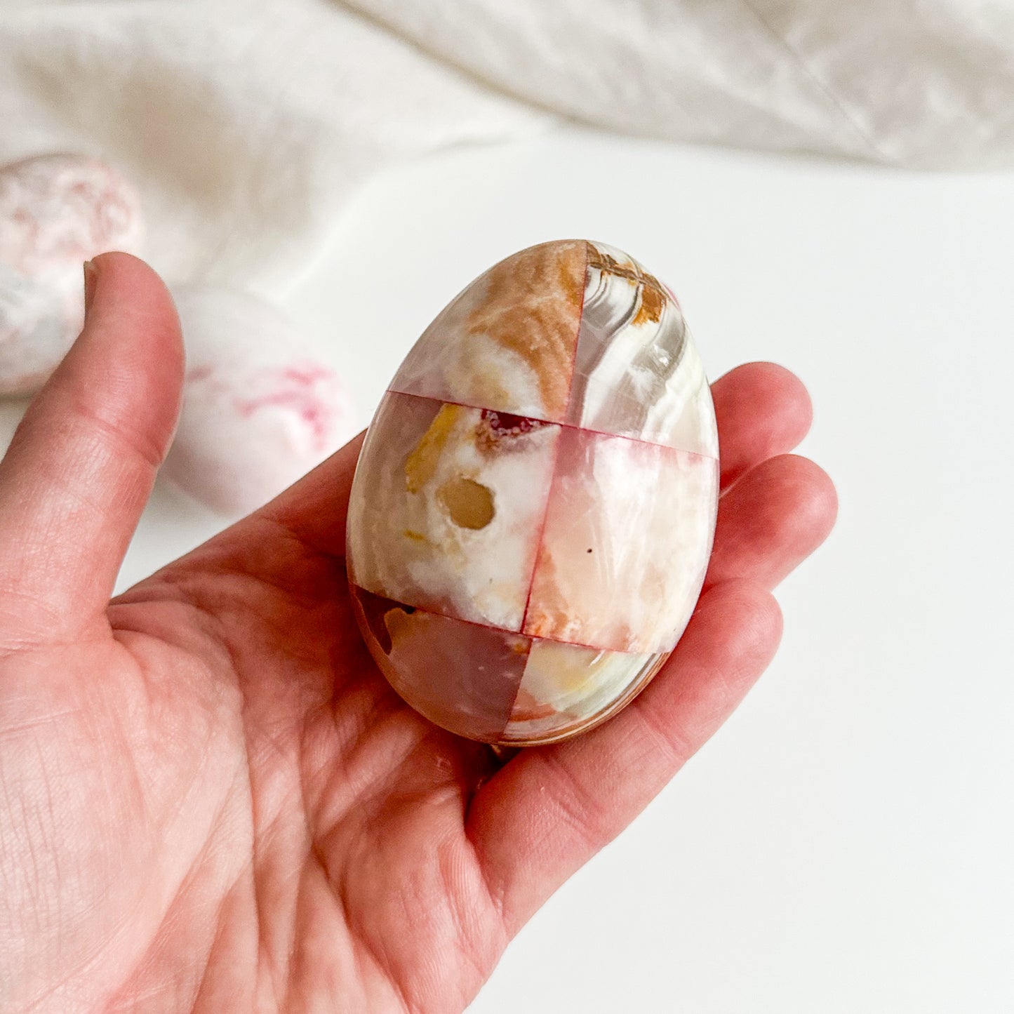 Set of 3 Marble Onyx Eggs