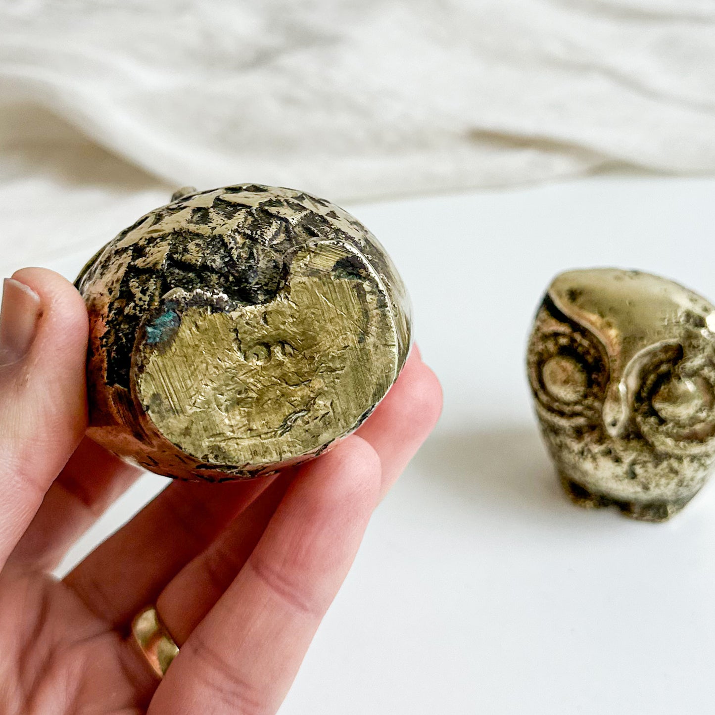 Pair of Brass Owls