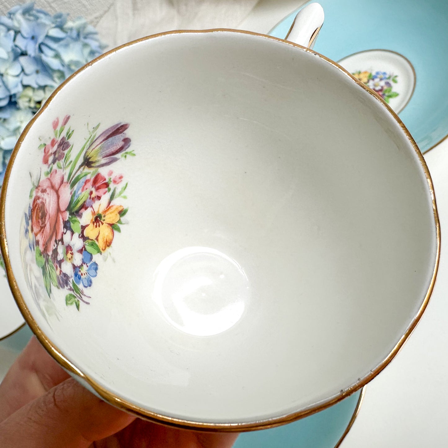 Pair of Blue Tea Cups and Saucers