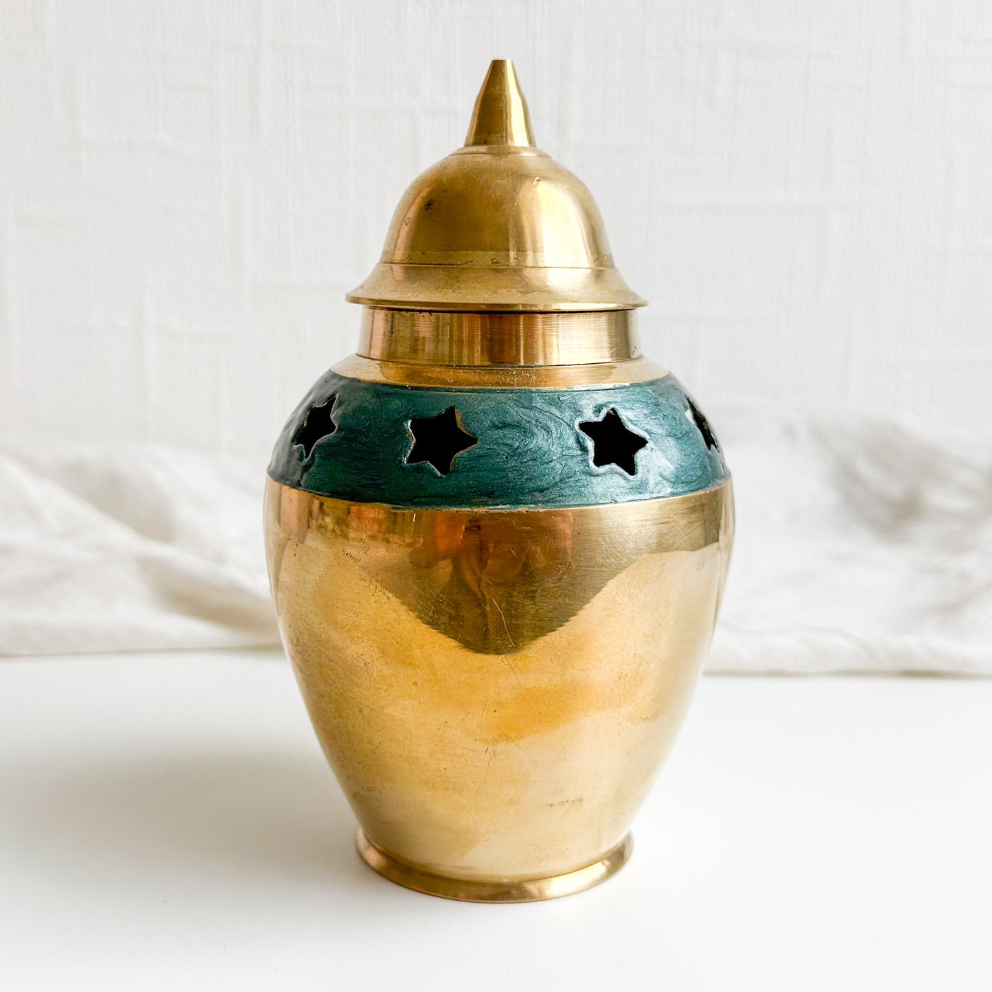 Brass Urn with Star Design