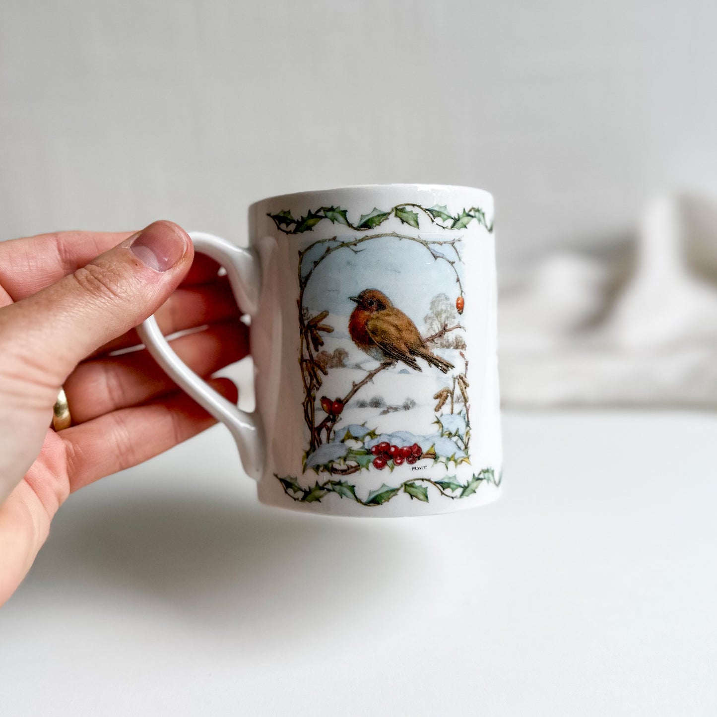 Winter Mug with Robins