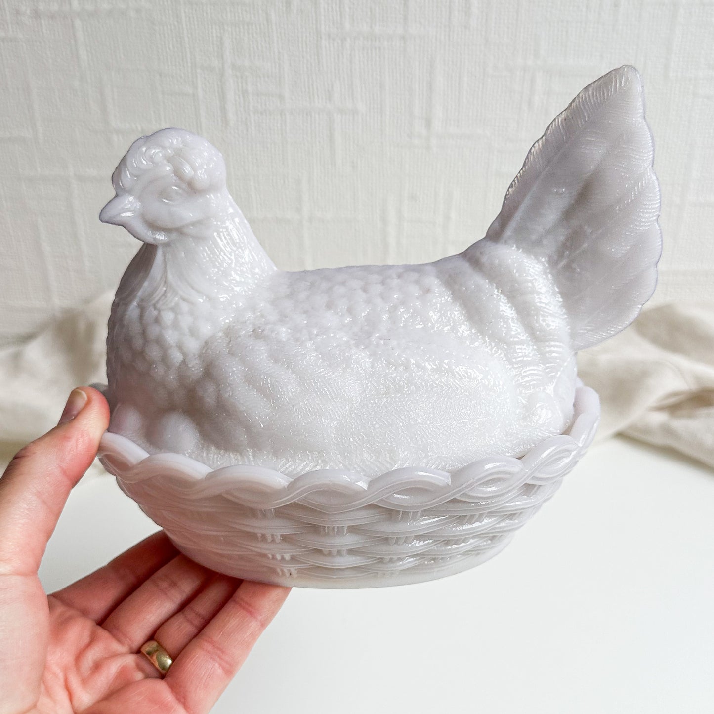 Milk Glass Hen on Nest