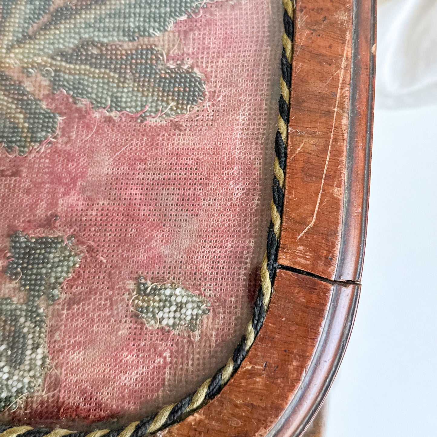 Small Antique Table with Bead Embroidery