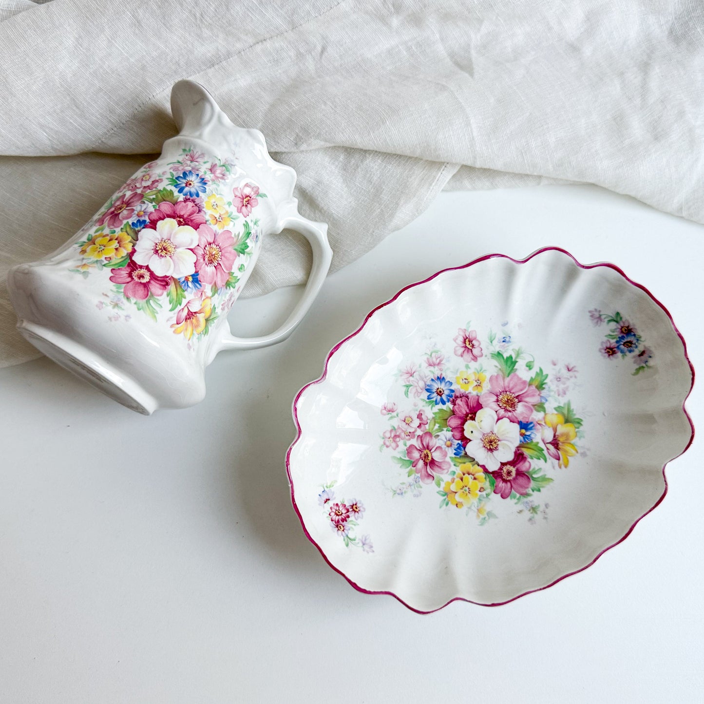 Floral Jug and Bowl Set