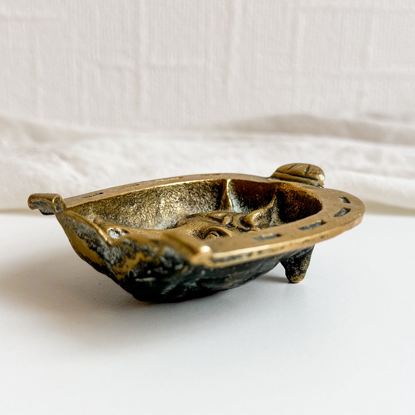 Small Brass Dish with Horse Design