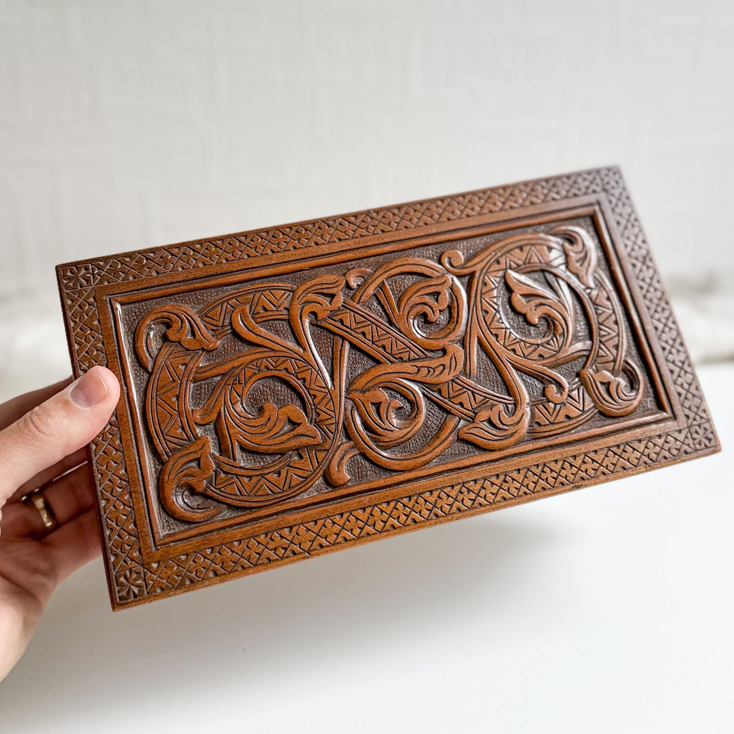 Hand Carved Wooden Box