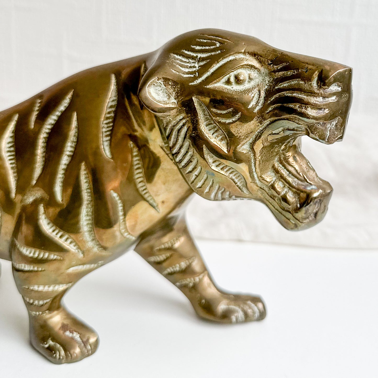 Large Brass Tiger Statue