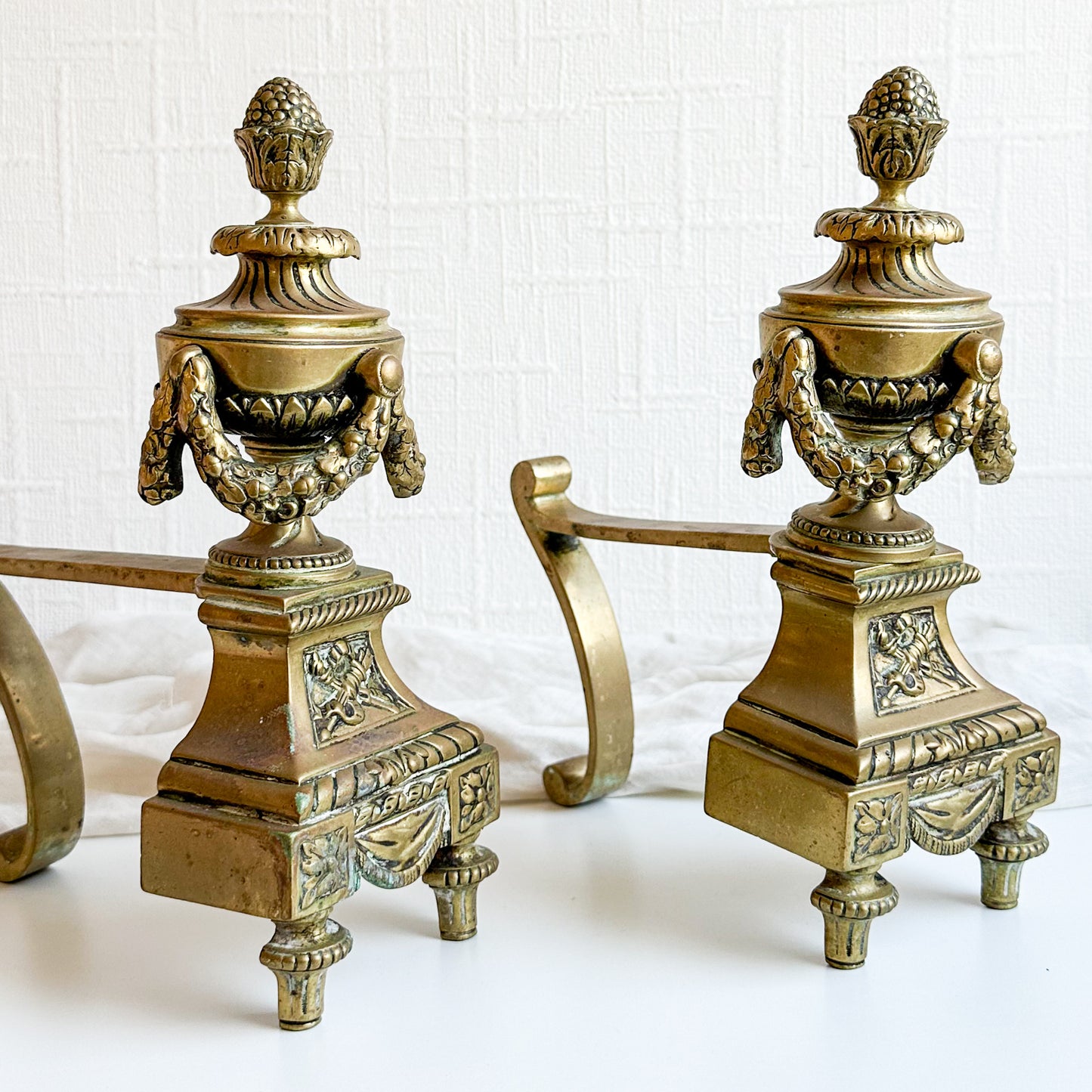 Pair of Antique Brass Fire Dogs