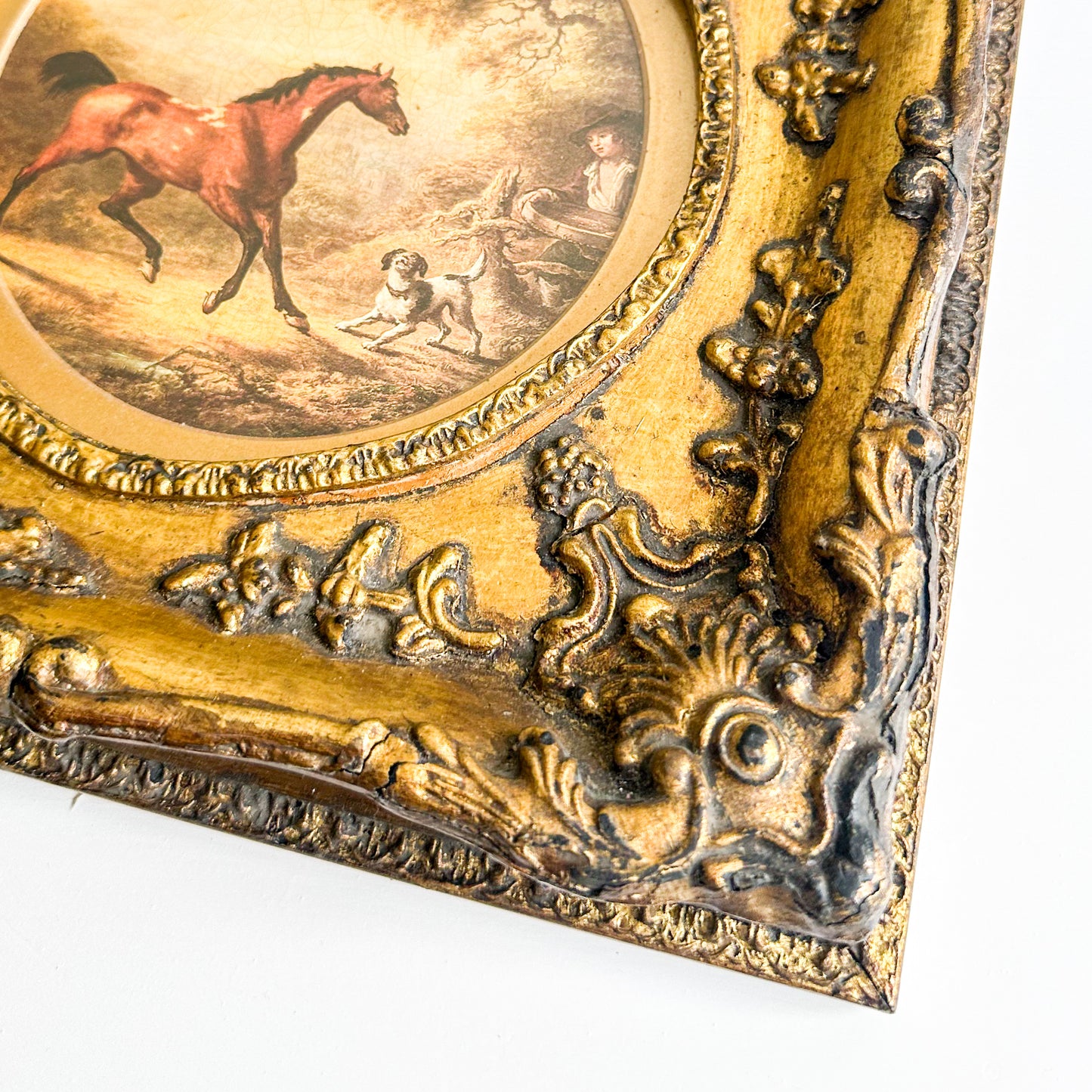 Equestrian Print with Ornate Frame
