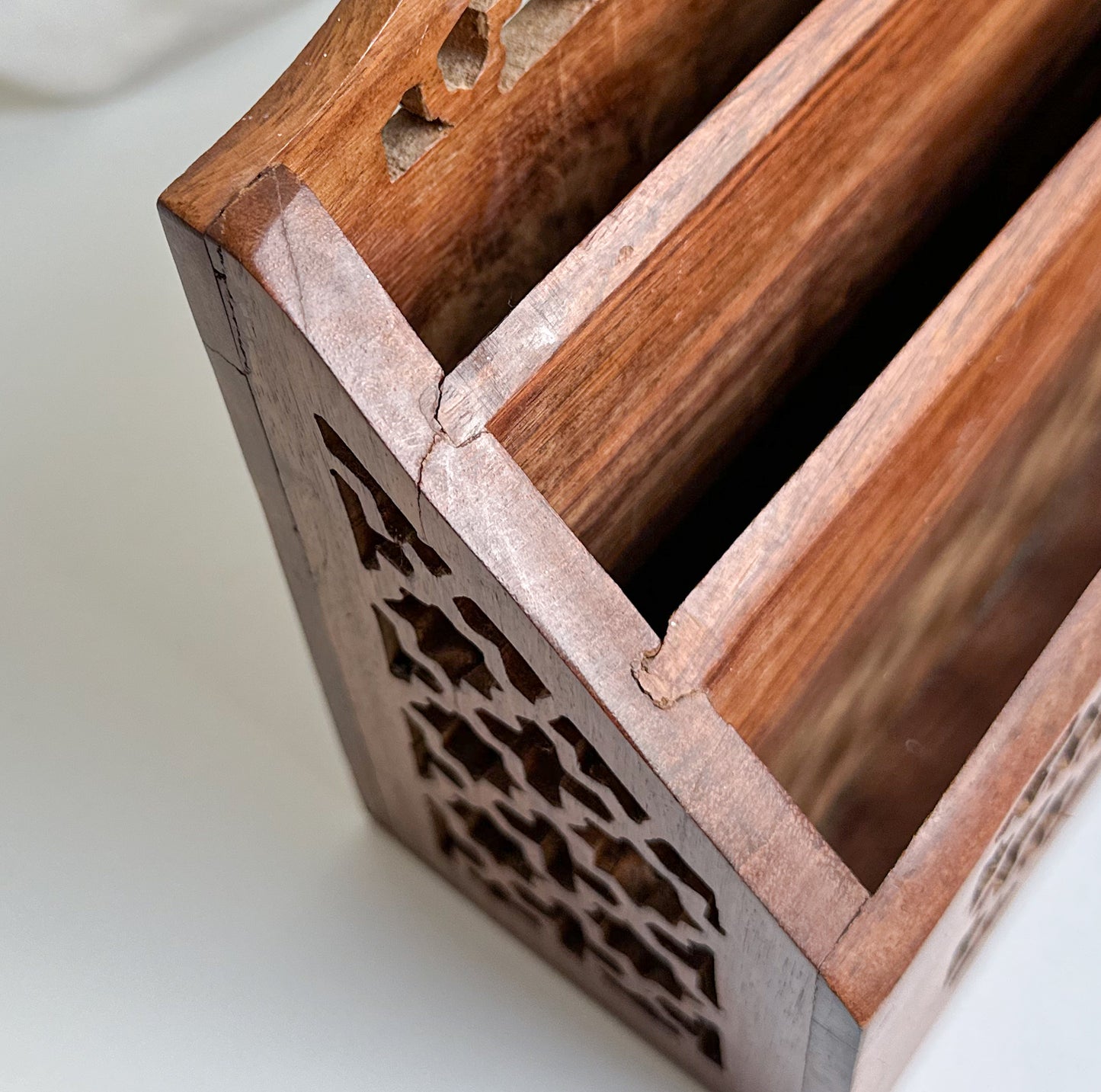 Pierced Wood Desk Organiser