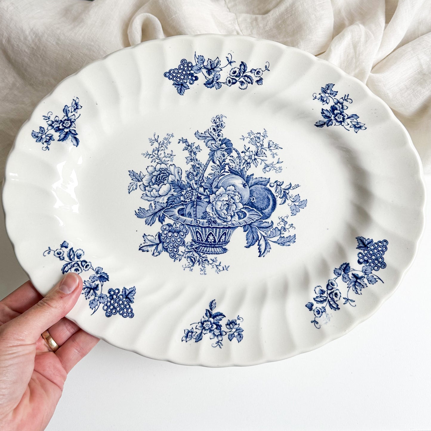 Blue Transferware Oval Platter by Myott Meakin