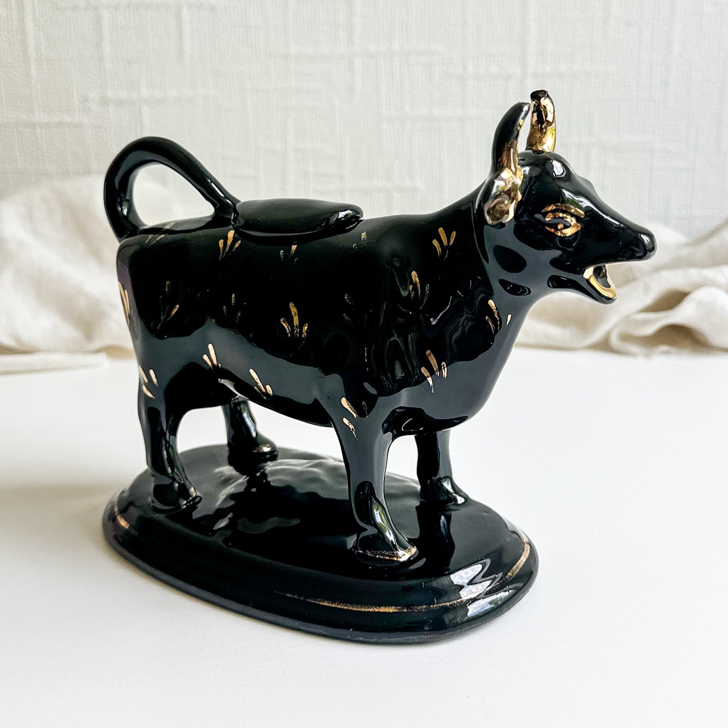 Victorian Jackfield Black Cow Creamer