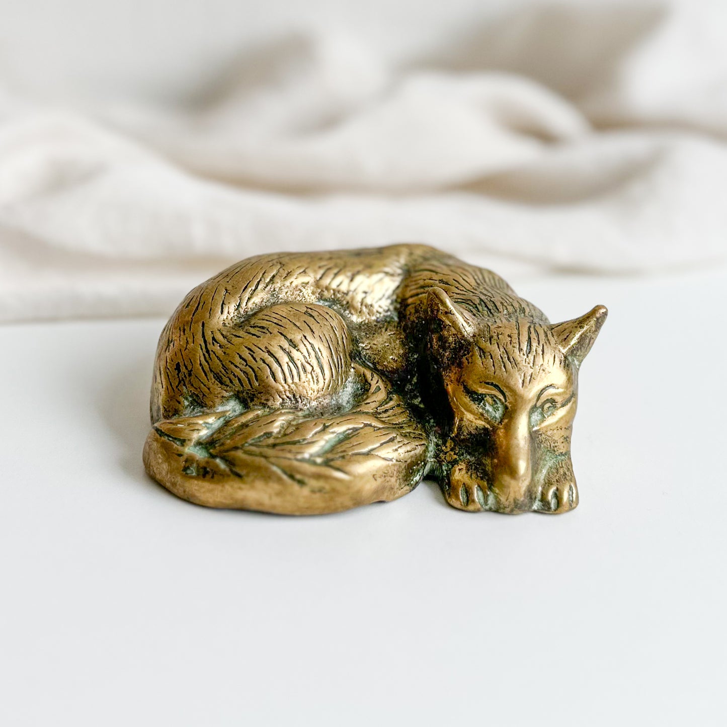 Heavy Brass Fox Figurine