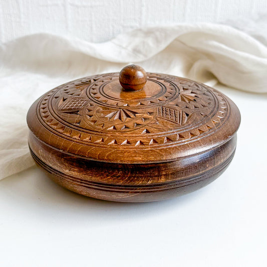 Wooden Box with Carved Design