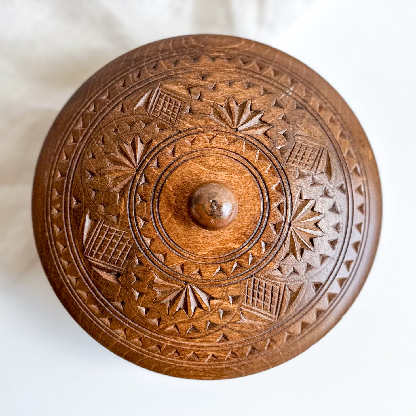 Wooden Box with Carved Design