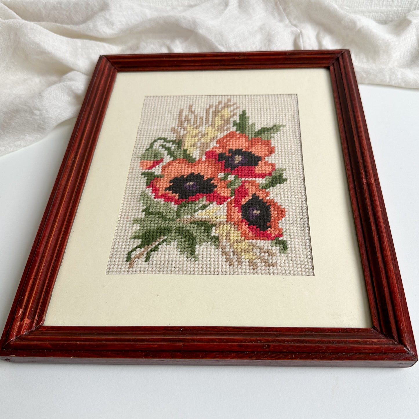 Framed Poppy Needlepoint