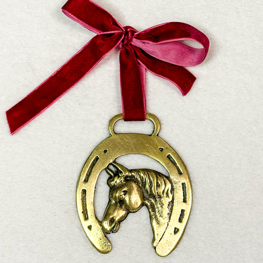 Brass Ornament with Bordeaux Ribbon 8