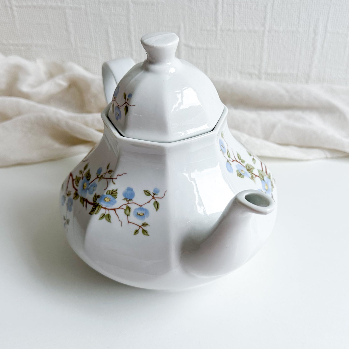 Vintage Blue Floral Teapot