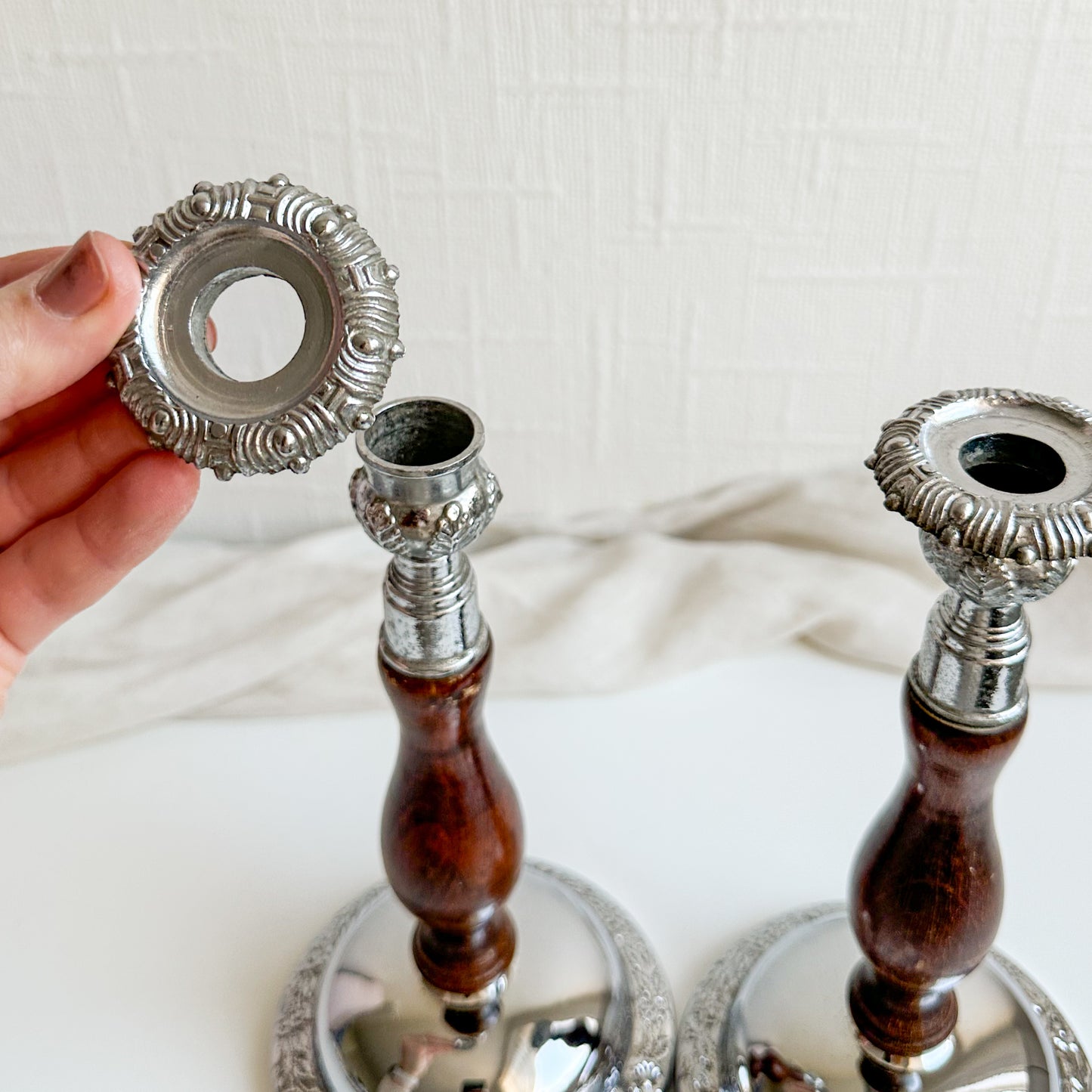 Pair of Oak Candlesticks