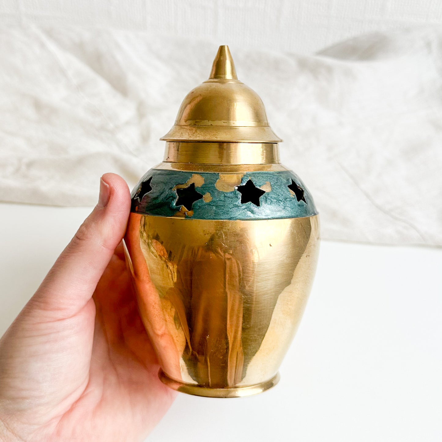 Brass Urn with Star Design