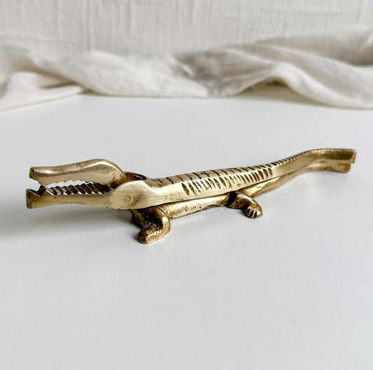 Small Brass Alligator Nutcracker