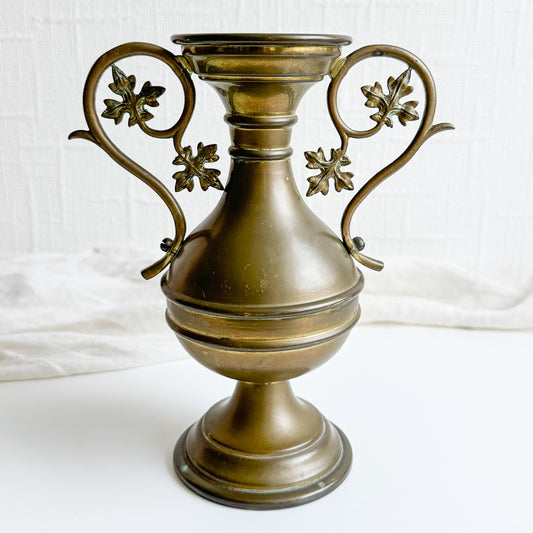 Brass Vase with Leaf Handles