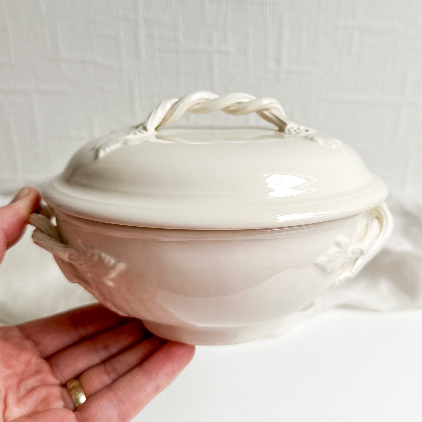 Royal Creamware Lidded Bowl