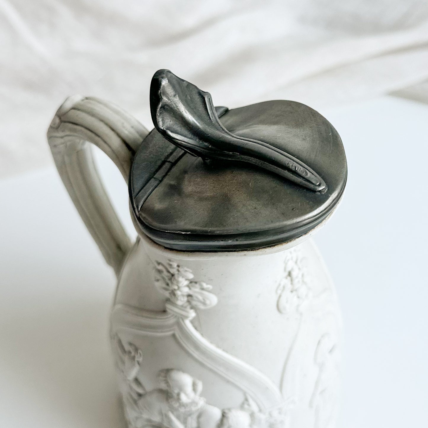 Victorian Moulded Jug with Pewter Lid