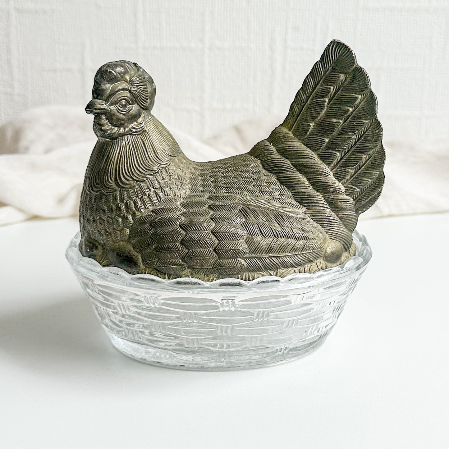 Silver Plated Hen on Nest
