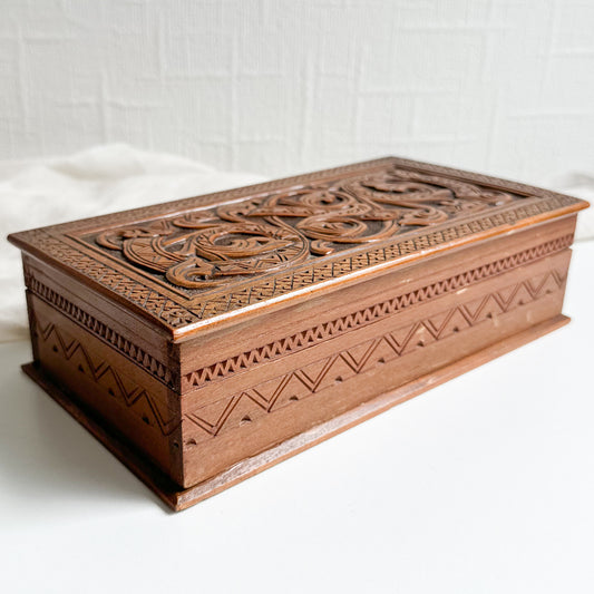 Hand Carved Wooden Box