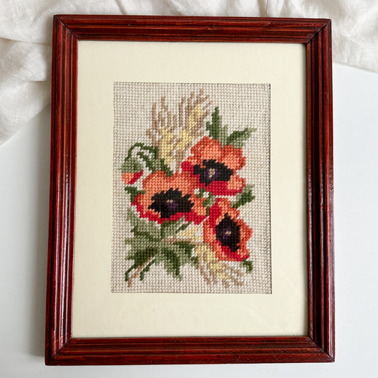 Framed Poppy Needlepoint