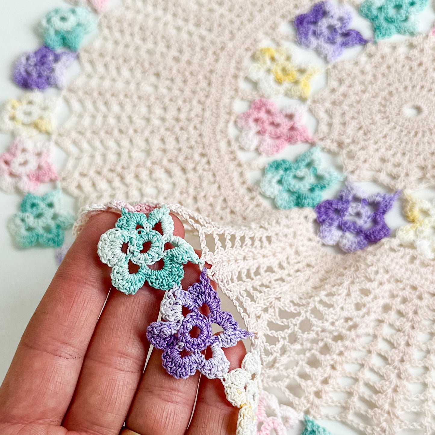 Vintage Crochet Floral Doily